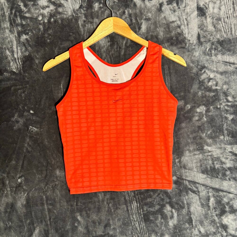 Nike Dri-Fit Orange Patterned Athletic Tank Top